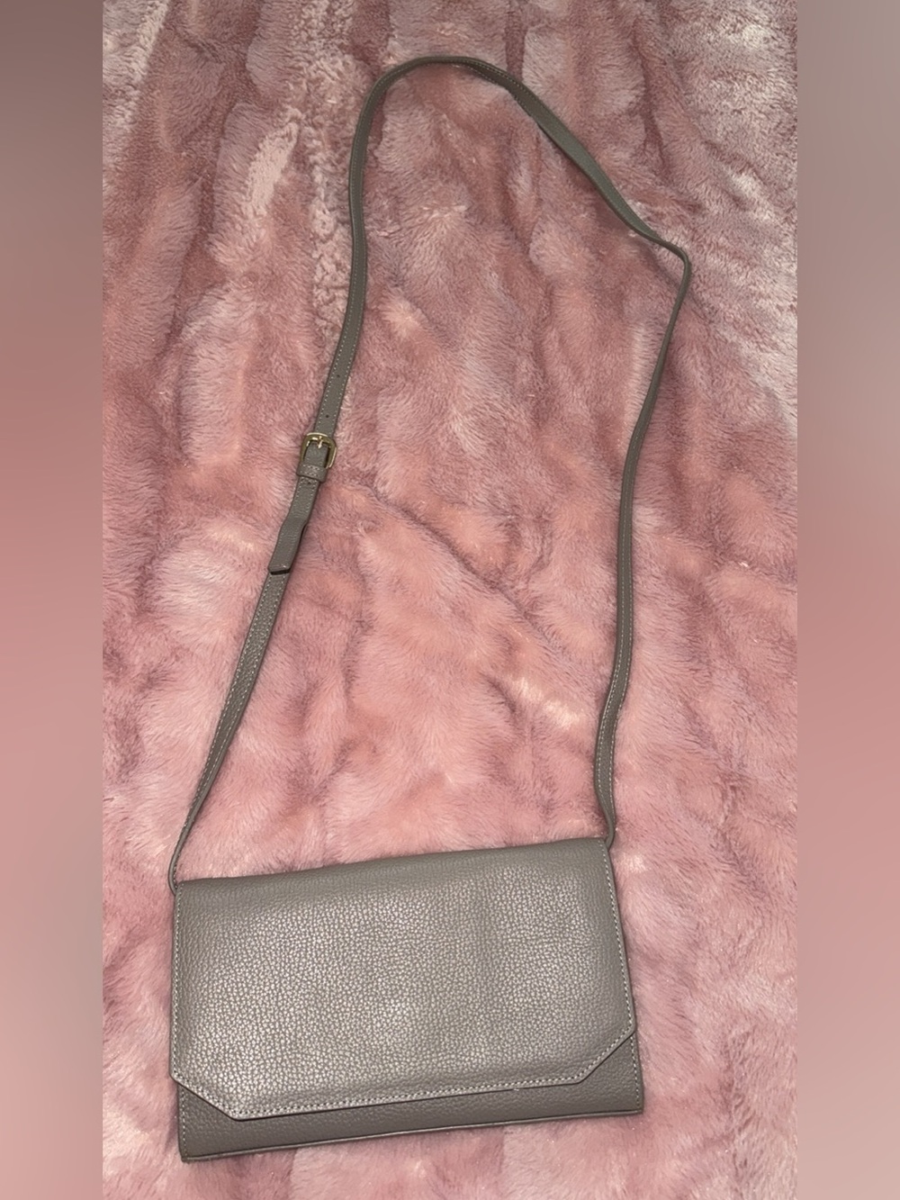 Gray/Brown Pebbled Leather Crossbody Bag - Nordstrom NWT